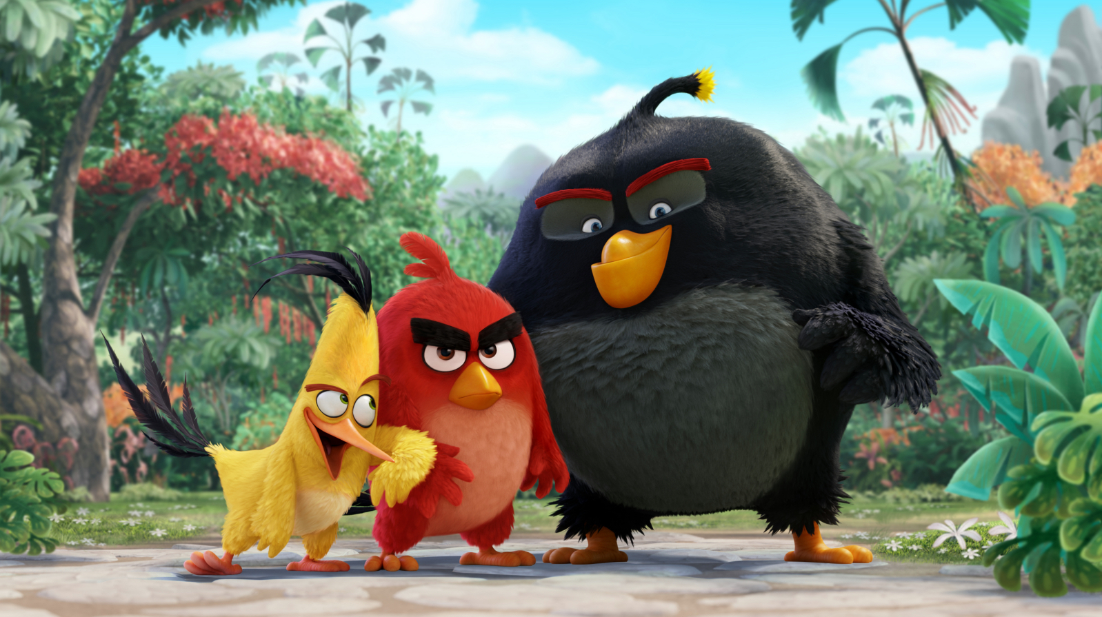 Chuck (Josh Gad), Red (Jason Sudeikis), Bomb (Danny McBride) in Columbia Pictures and Rovio's ANGRY BIRDS.