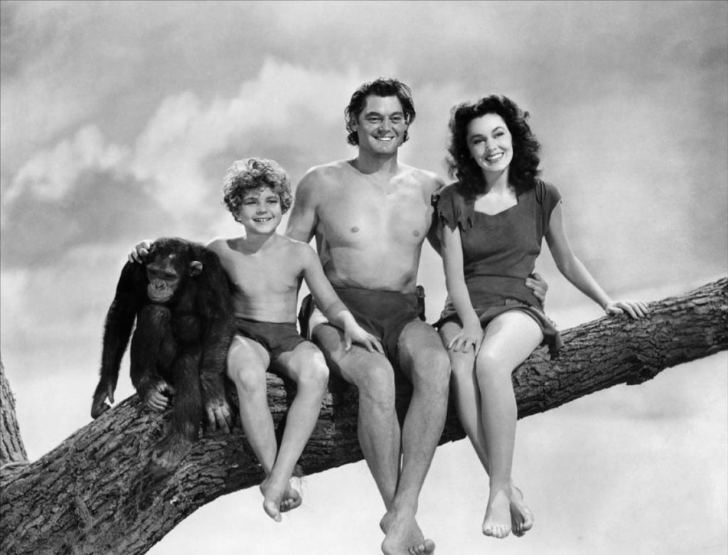 Johnny Weissmuller y su familia.